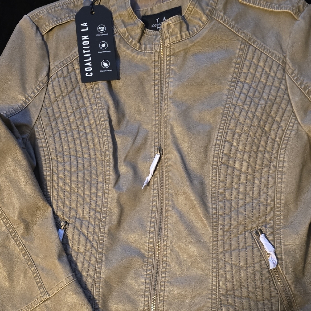 Coalition LA Women's Beige Leather Jacket